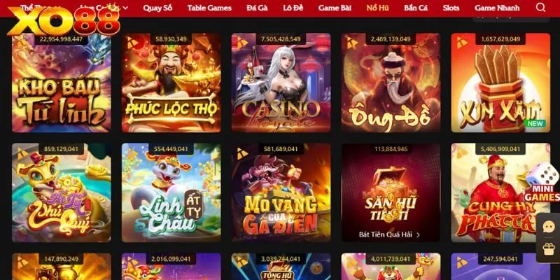 Điểm qua các trò chơi nổ hũ tại XO88 độc đáo